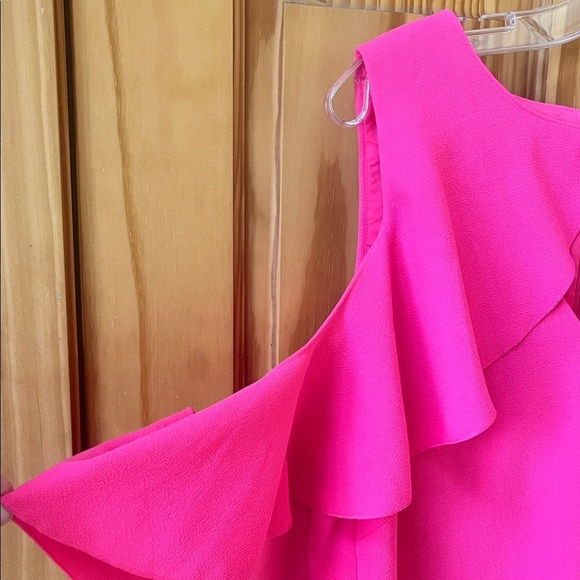 Trina Turk Elegant Pink Ruffle Sleeve Dress - Picture 3 of 6